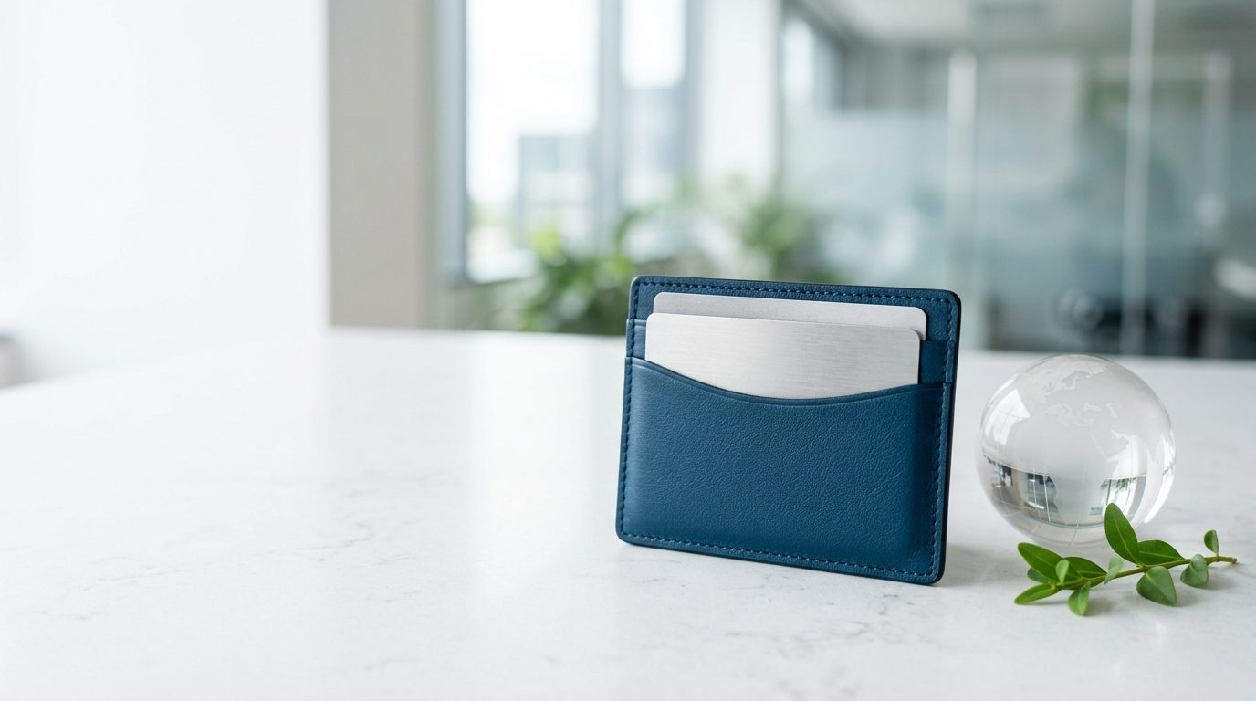 Offshore-Konto für Privatpersonen: Kartenetui mit Bankkarten und Glasglobus